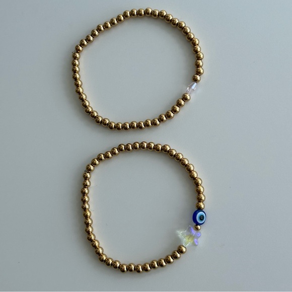 Stainless Steel Gold Beaded Bracelet Set - Picture 7 of 7